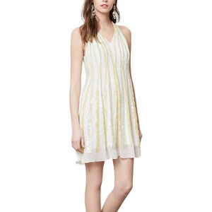 Ranna Gill Yellow Green Shimmer Channel Mini Dress XS